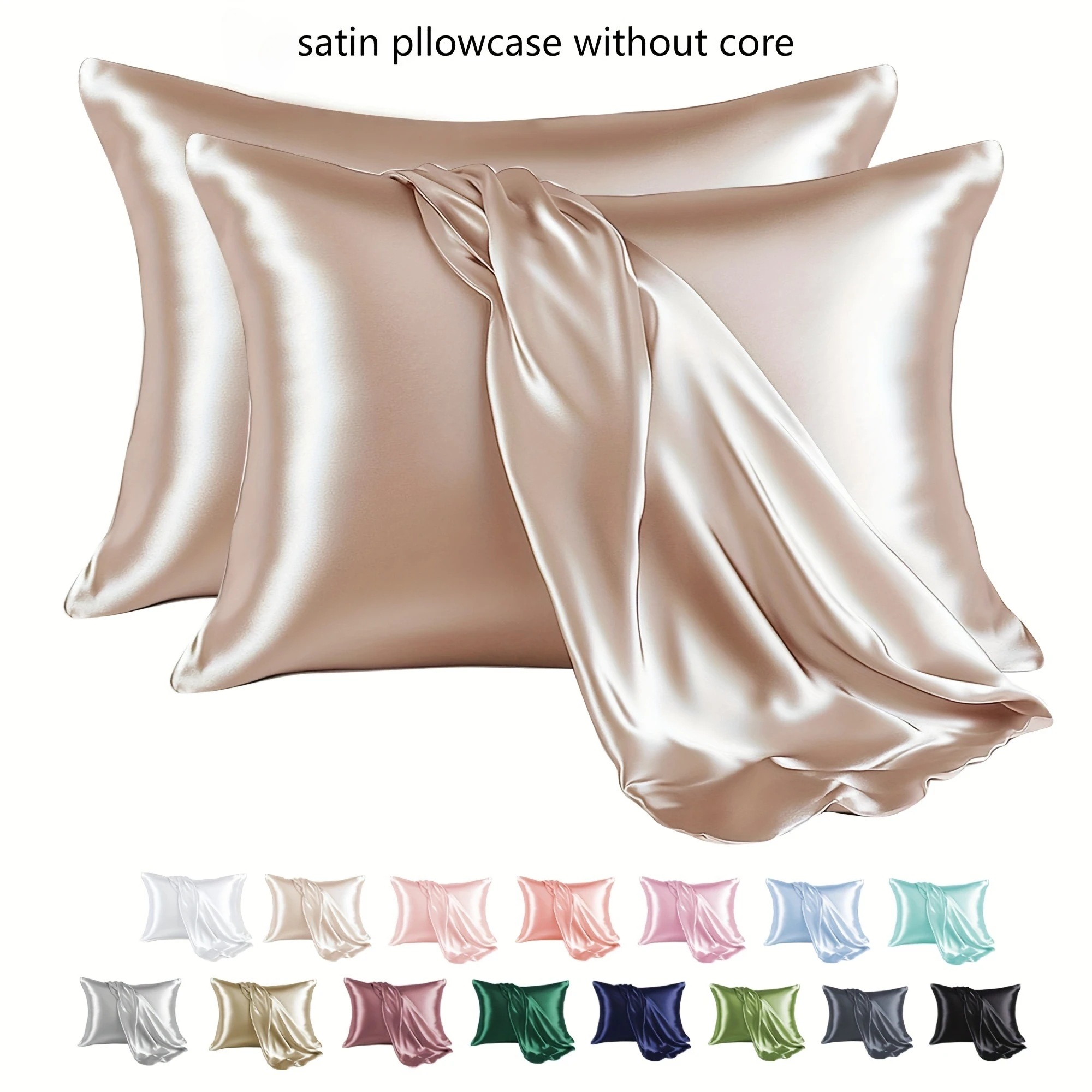 Luxurious Satin Pillowcase Pair - Anti-Allergy, Breathable & Skin-Friendly with Envelope Closure