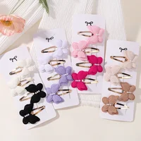 4Pcs/set Butterfly Hair Clip Set for Girls Double Layered Bow Cute Bangs Hair Pin Cotton Safe Kids Baby Hair Accessories Set 1