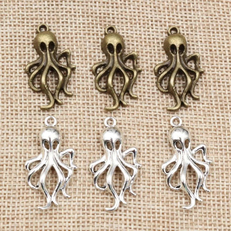 20 Stück 31x17mm Bronze Antik Versilbert Octopus Handgemachte Anhänger: DIY für Armband Halskette