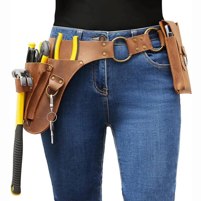 ABMR-Leather Garden Tool Belt, Gardening Utility Belt, Garden Tool Storage Bag For Gardeners And Gardeners