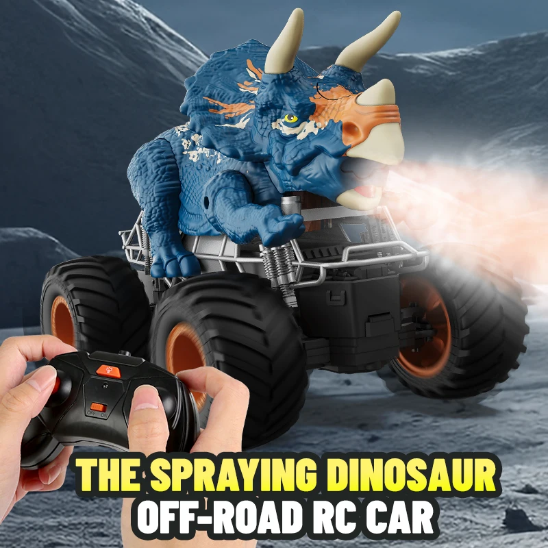 2.4GHz Dinosaur RC Car Big Wheel Remote Control Vehicle Lights Spray stunt vehicle climbs off-road children's toy car 4