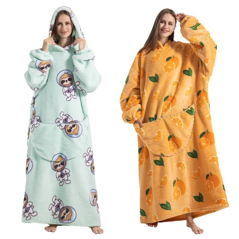 

Lazy TV Giant Blanket Outdoor Thermal Pajamas Sleepwear Wearable Blankets Nightgown Causel Thicken For Adult Hoodie Homewear