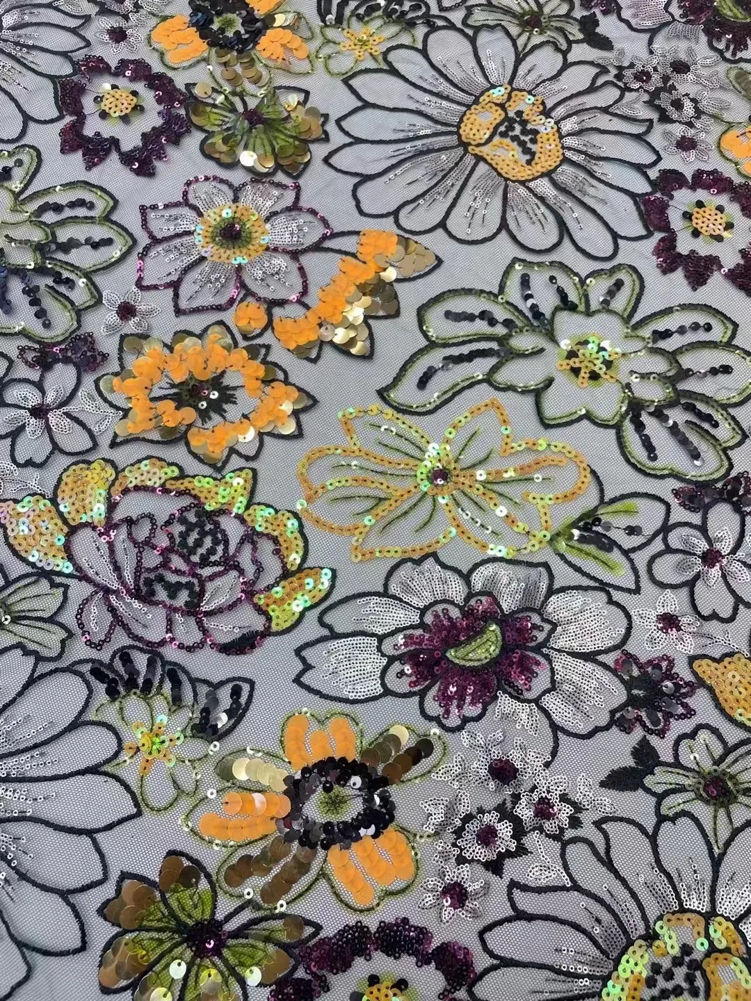 

Pretty Mulit-Color Sequins 3-5mm Sequin Embroidered French Tulle Net African Embroidery Lace For Evening Dresses Weddings Party