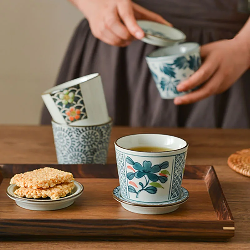 Japanese Style Ceramic 200ml Water Cup Without Handle Household Drinkware Tea Coffee Cups Set coffee cup saucer set