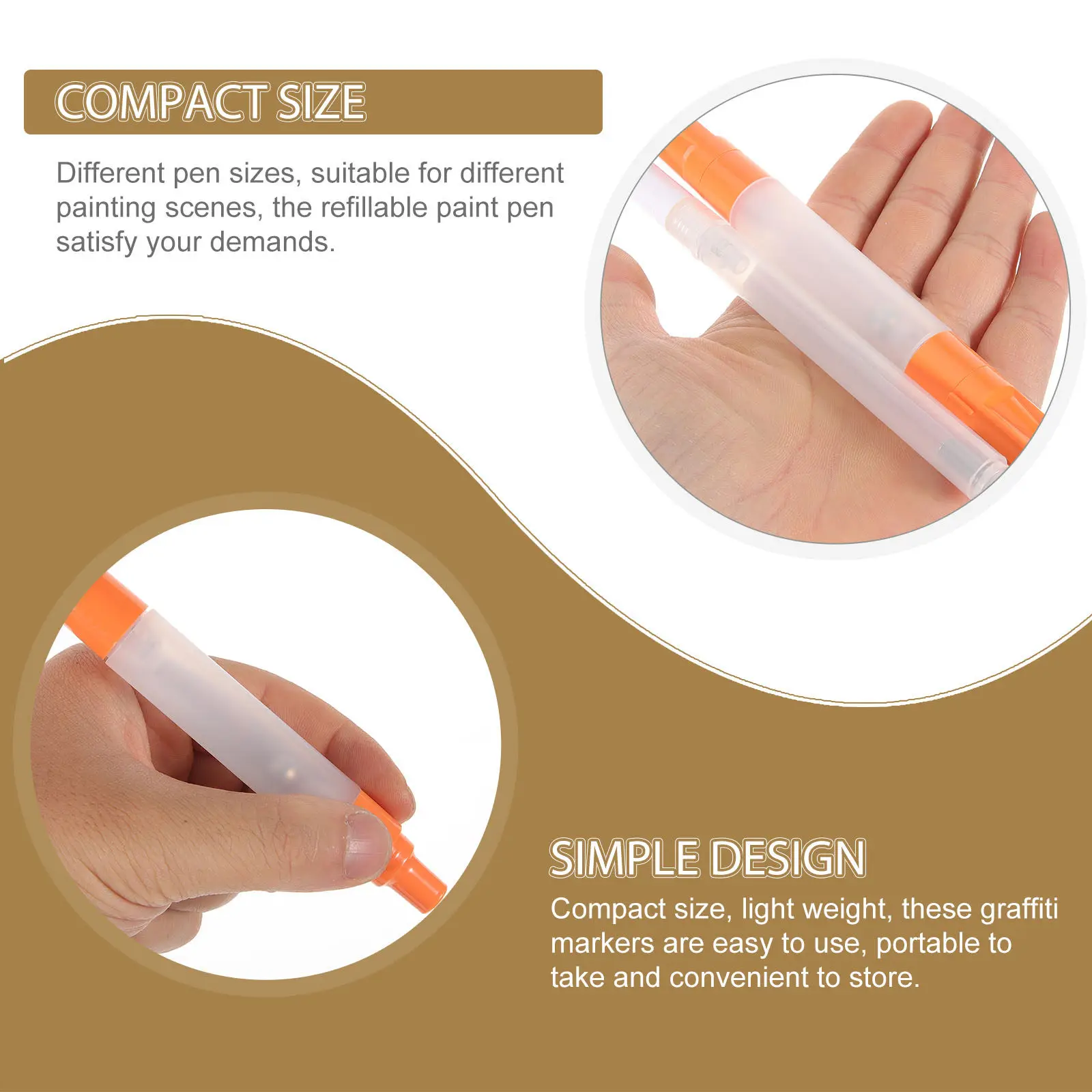 3Pcs 빈 리필 가능 페인트 펜 낙서 마커 휴대용 경량 누출 방지 디자인 그리기 쓰기 미술 프로젝트