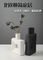 Nordic Square Vase, Ceramic High-End Decorative Pieces, Inset Style, Foreign Trade Hollowed Out Lines, Creative Flower Ware 2