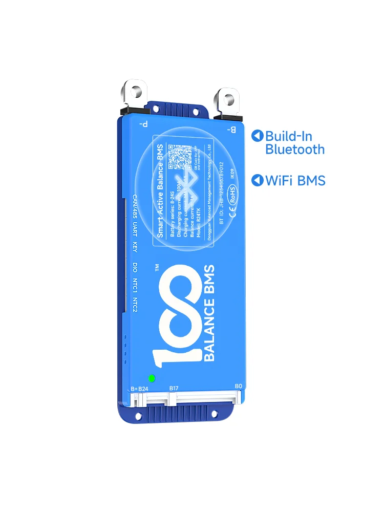Smart Bms 16S 48V Lifepo4 Wifi Bluetooth Rs485 Can 8S 10S 13S 16S 17S 20S 24S 40A 60A 80A 100A Equilibrio Attivo Bms 4S Lifepo4 Bms
