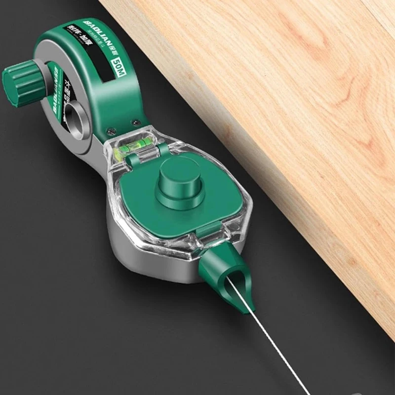 A55K-Ink Scriber Line Carpenter Tool, Woodworking Line Marker Tool With Manual Winding For Wood And Bricks