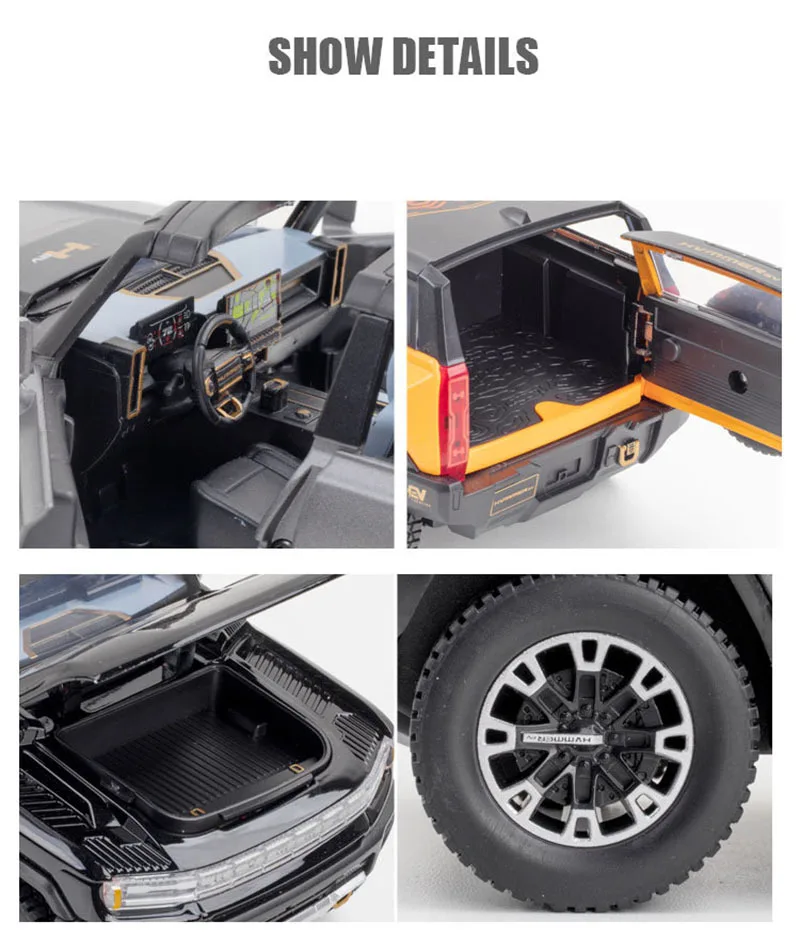 1:32 Gmc Hummer Ev Suv Alloy Car Model Diecasts Metal Off-Road Vehicles Sound Light Open And Closed Canopy Toy Model Kids Gift