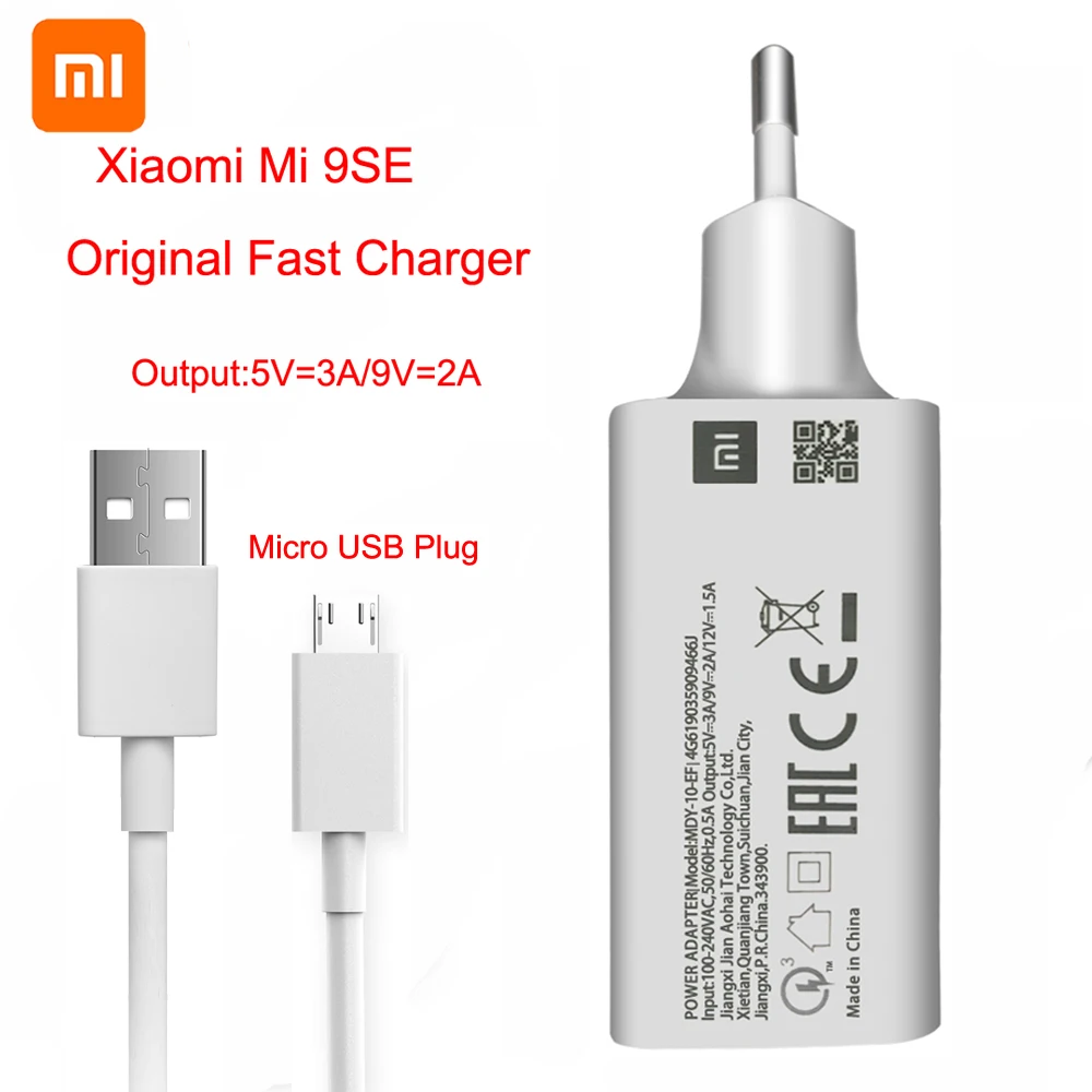 Оригинальное быстрое зарядное устройство для Xiaomi QC 3 0 адаптер питания Micro USB Mi 8 9 Se