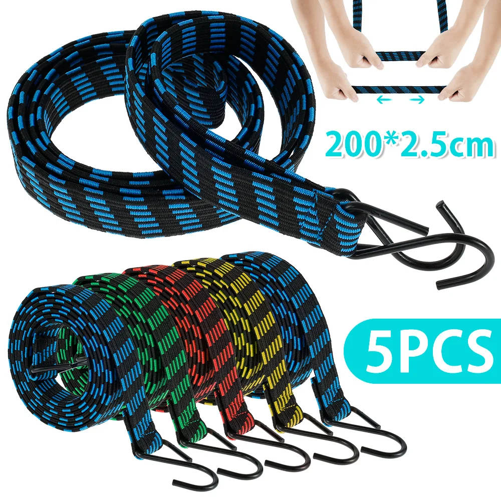 5-20PCS Heavy Duty Elastic Bungee Cords with Hooks – 2M 1