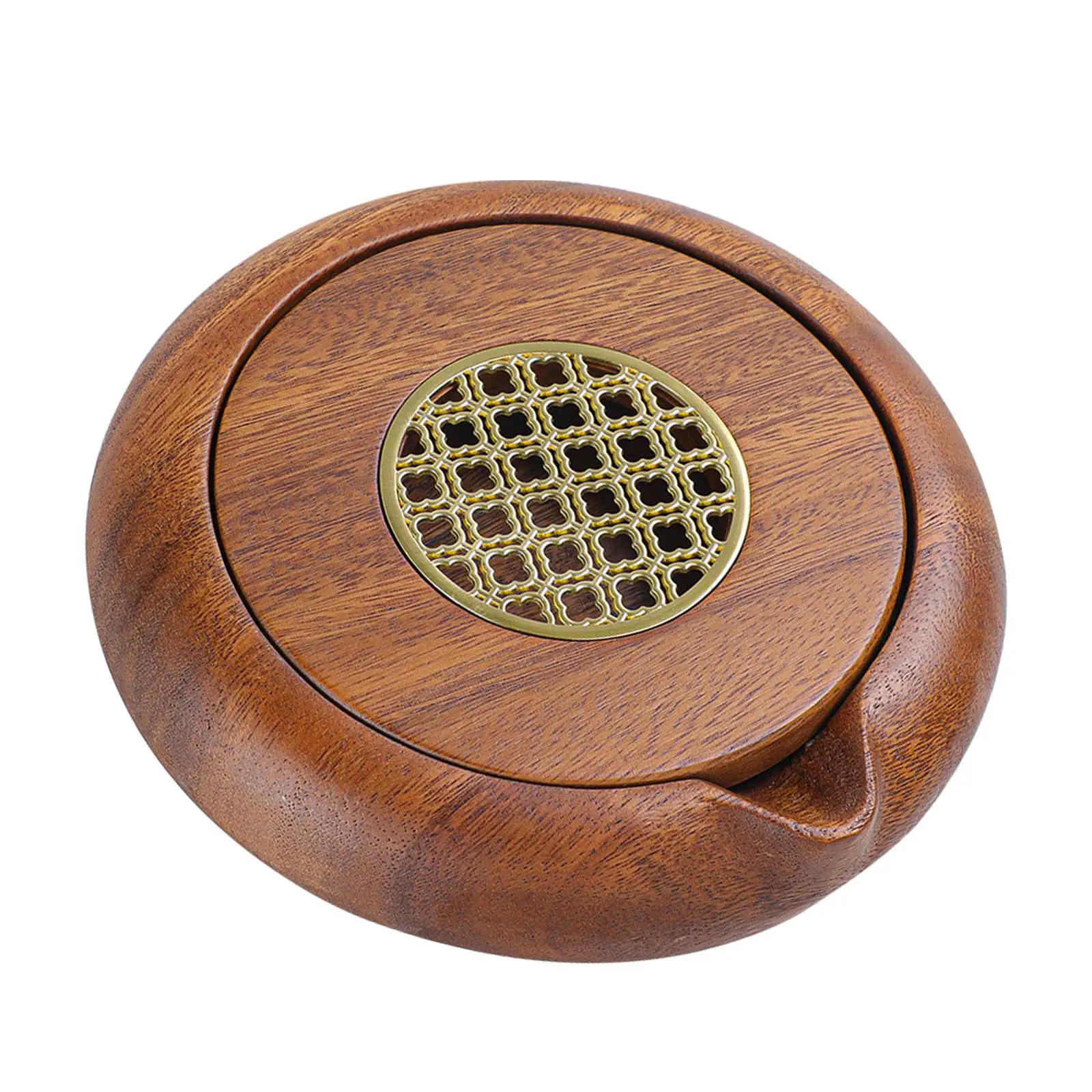 Chinese Gongfu Tea Tray Water Storage Pot Table Solid Wood Multipurpose Household Smooth Surface Home Office Round Ornament