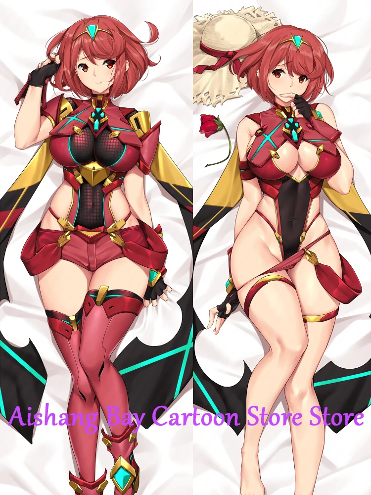 

Dakimakura Anime Pillow Cover Homura Pyra from Xenoblade Double Sided Print Life-size Body Decoration