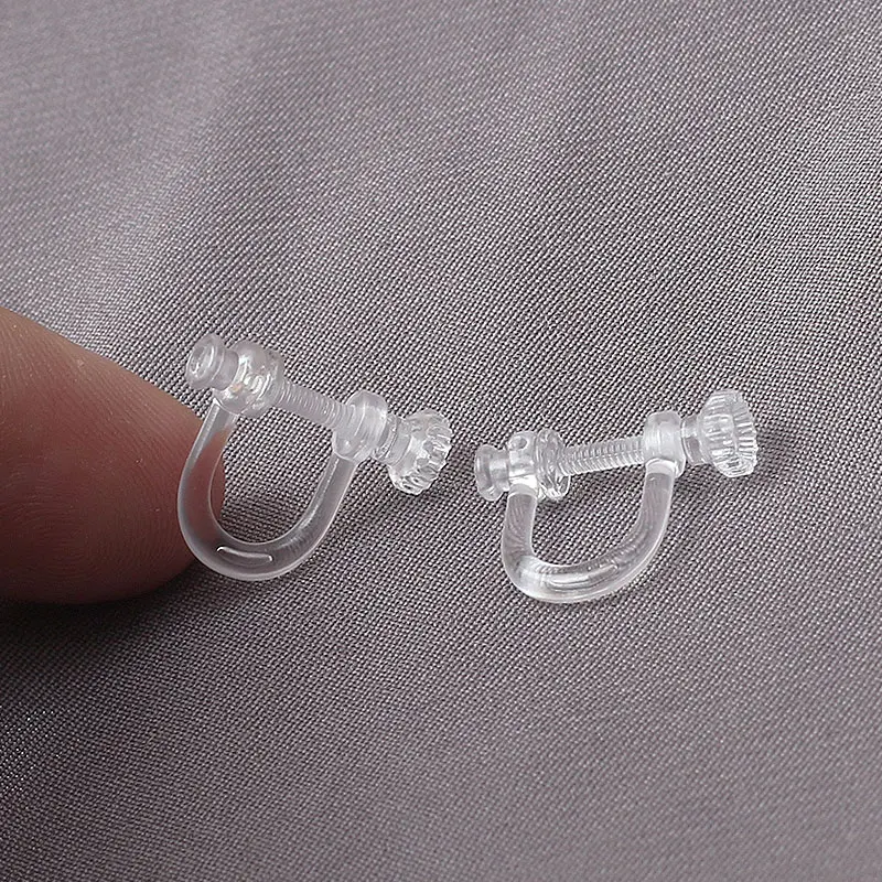 Transparent Resins Screw Ear Clips Earrings Findings Resins Plastic Earring Clips Base Connectors DIY Jewelry Accessories 2