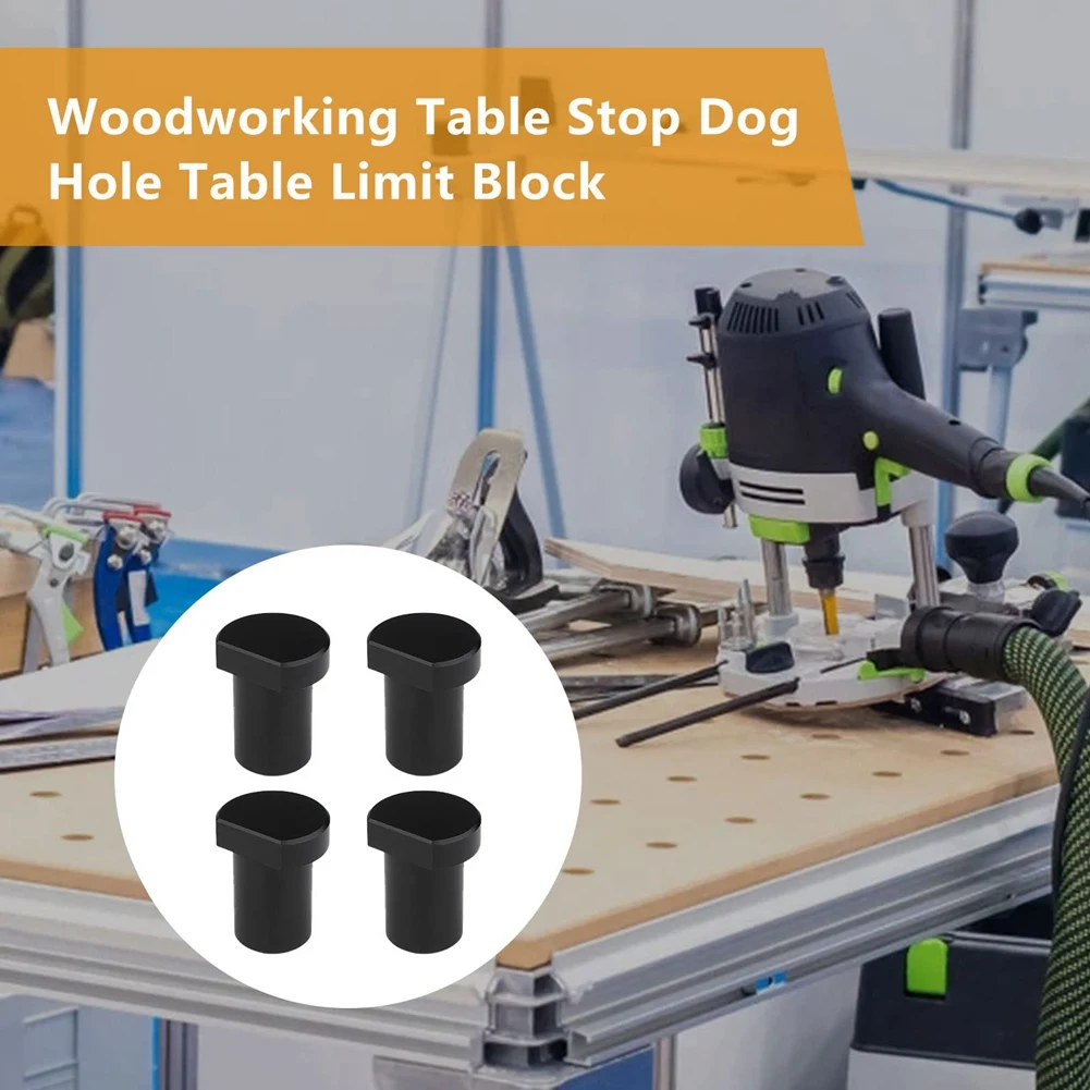 4Pcs Aluminum Alloy Bench Dog Clamp for T-Track Woodworking Workbench Positioning Planer Plug Fits 20mm Dog Hole (Black)