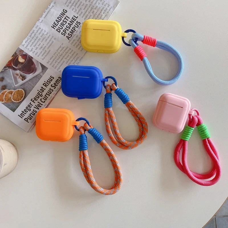 Custodia In Tinta Unita Con Cordino A Mano Per Airpods 2 Cover Di 3 Generazione Per Apple Airpods Pro Guscio Protettivo Di Seconda Generazione Per Air