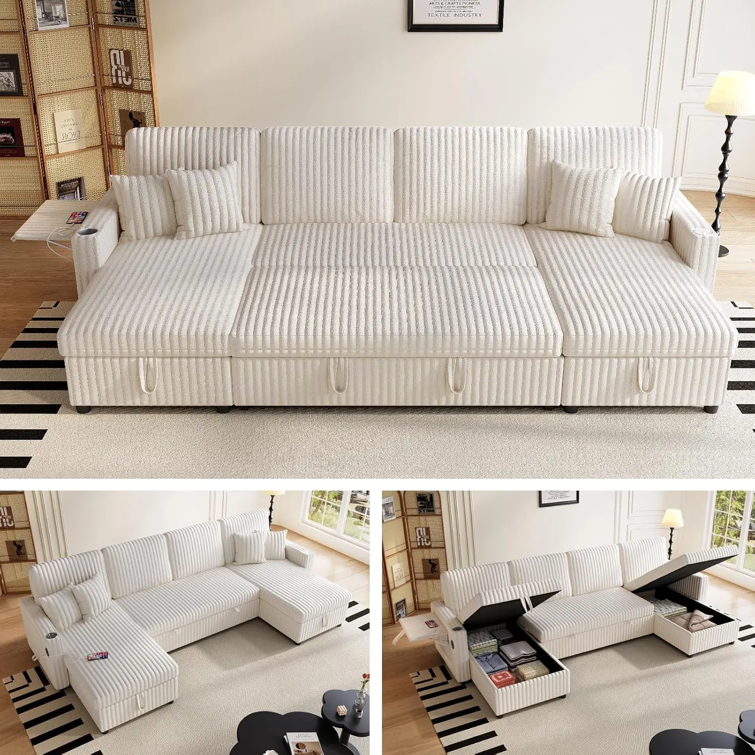 U-Shaped Sleeper Sectional Sofa 10
