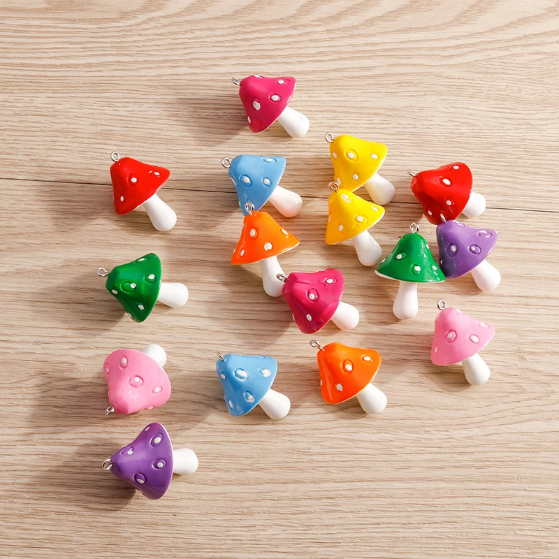 

5pcs 24x35mm Cute Candy Colors Mushroom Charms Pendants for Jewelry Making Earrings Necklace Bracelets DIY Handmade Crafts Gifts