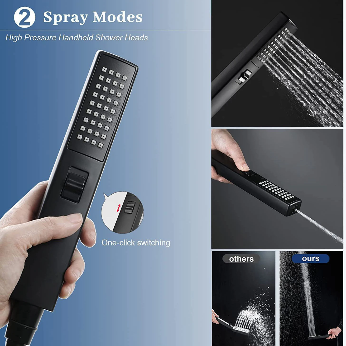 Bathroom chrome plated concealed stainless steel pressurized shower shower set with extended lever arm, toilet top spray shower 5