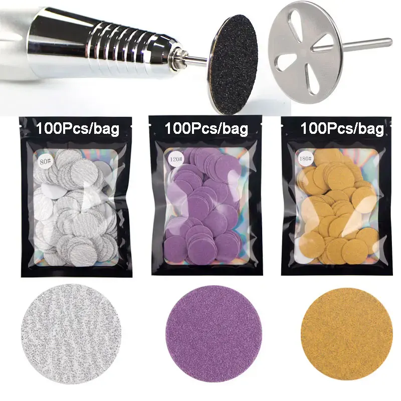 25MM Purple Disc for Pedicure Replaceable Sandpaper Remove Dead Skin calluse File Electric Foot File Nozzle Pedicure Tool foot file