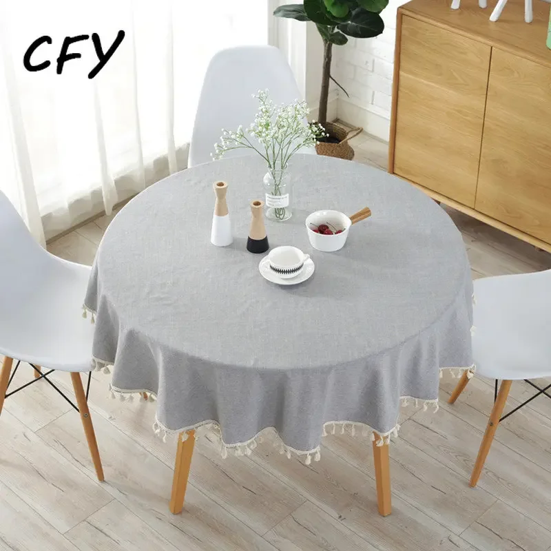 

Cotton Linen Japanese Style Round Tablecloth for Tea Round Table Map Table Cover Round Table Cloth