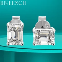BLUEENCH D VVS1 Emerald Cut Moissanite Earring s925 Sterling Sliver Plated with 18k White Gold Earrings for Women Fine Jewelry