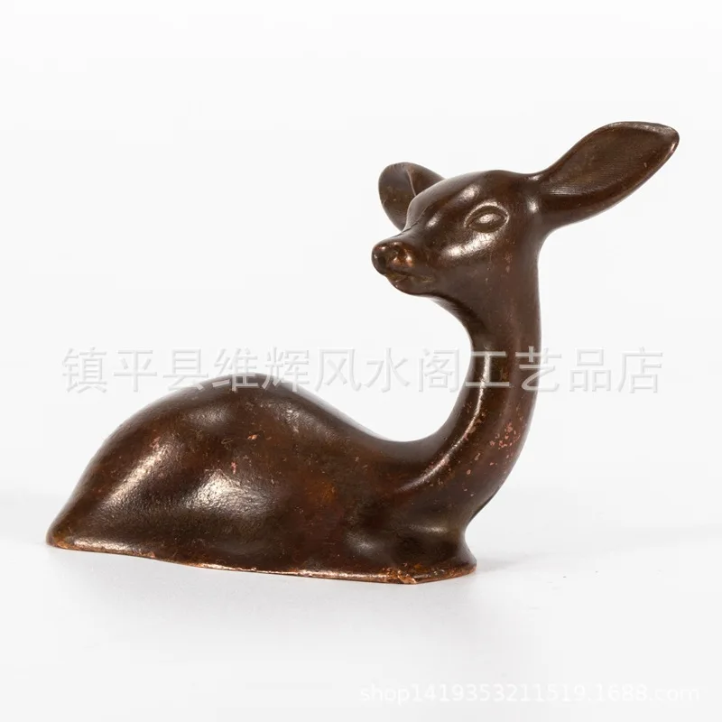 

Vintage handmade copper deer tea pet table top zen creative Chinese play study pen holder gift