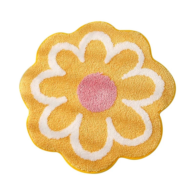 

Flower Rug Machine Washable Bath Rugs Accent & Absorbent Flower Bath Rug, 23.6 X 23.6 Inch