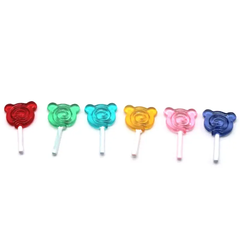 

3Pcs Bear Shape Lollipop Simulation For Dollhouse Miniature Toy Doll Mini Resin Food Kitchen Livingroom Supplies 1:12 Scale