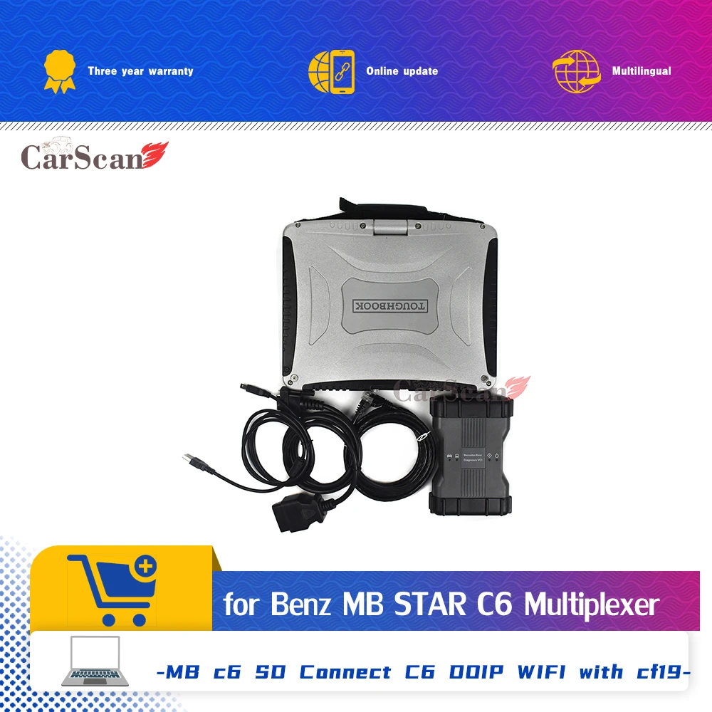 

CF19 laptop+MB STAR C6 Multiplexer for Benz SD Connect C6 PK C4 C5 xentry das wis epc DOIP For benz car truck diagnostic scanner