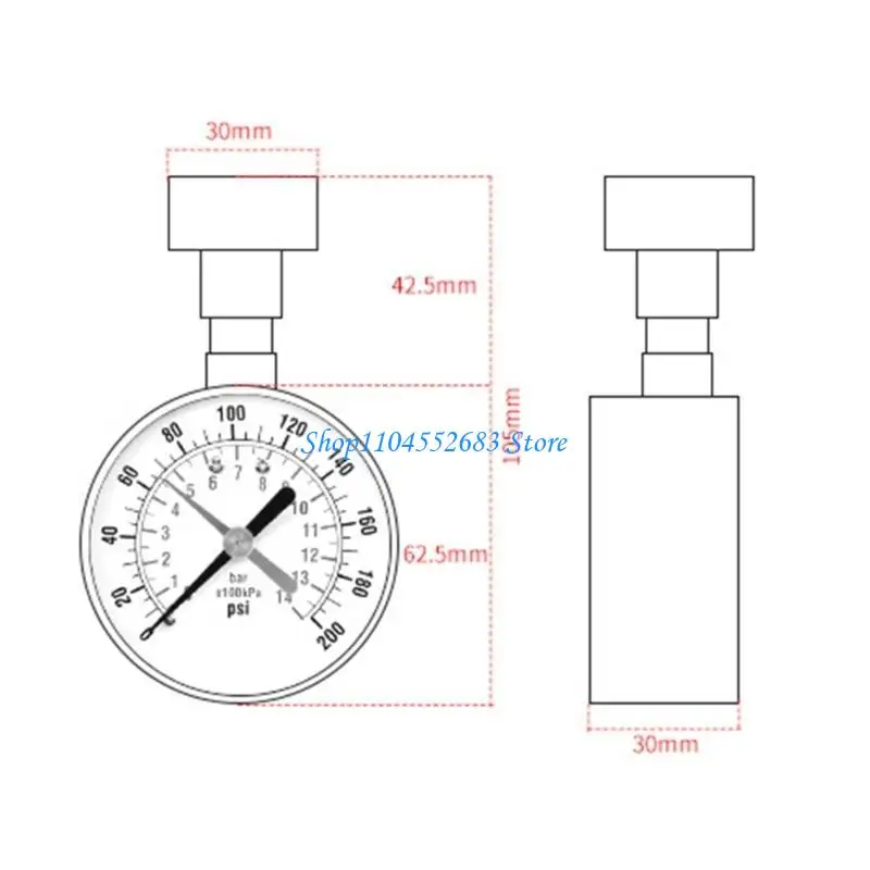 Y6GD 압력 게이지 0 200PSI 황동 3/4 수나사 NPT 나사 하부 장착, 다중 기능 압력계