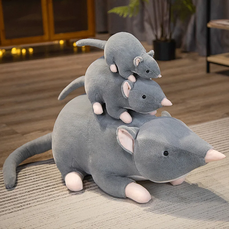 New Lifelike Mouse Soft Plush Toy Lovely Grey Mice Full Stuffed Animal Rat Pillow Funny Toy Birthday Christmas Gifts lovely dog plush toys lifelike shar pei bulldog stuffed animal kawaii puppy stuffed toy for dogs portable pillow birthday gifts