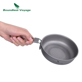 Boundless Voyage-티타늄 프라이팬, 5 인치/7 인치, 접이식 손잡이가 있는 야외 캠핑 프라이팬, 철판, 주방 그릇 식기