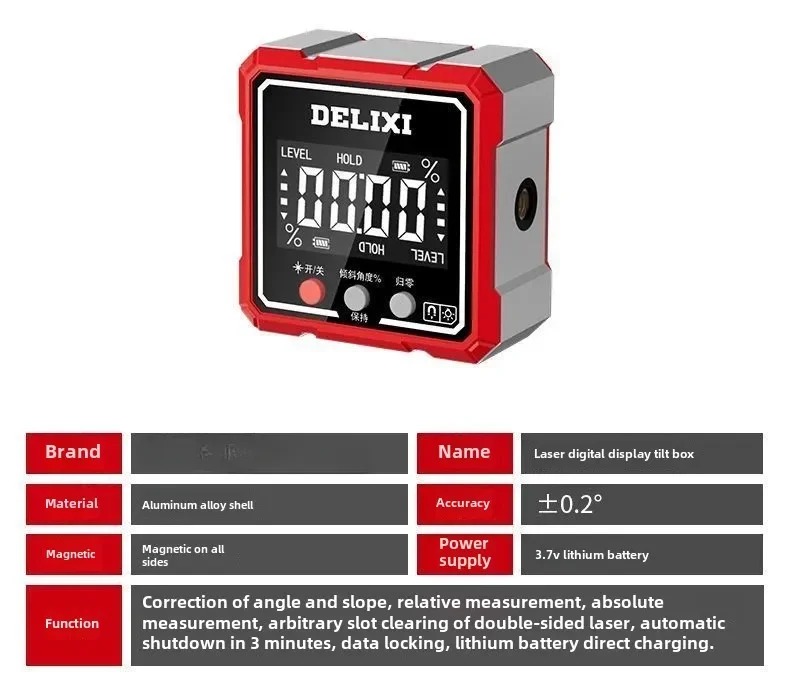 Inclinometer Digital Laser Measure Angle Meter Protractor Sensor Magnetic Inclinometer Bilateral laser angle/slope conversion 5
