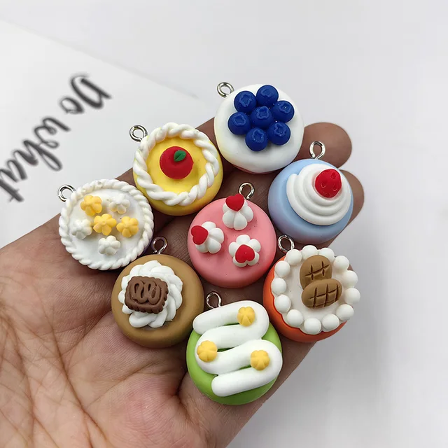 10pcs Cute Fruit Cake Small Charms Pendant Crafts Making Findings