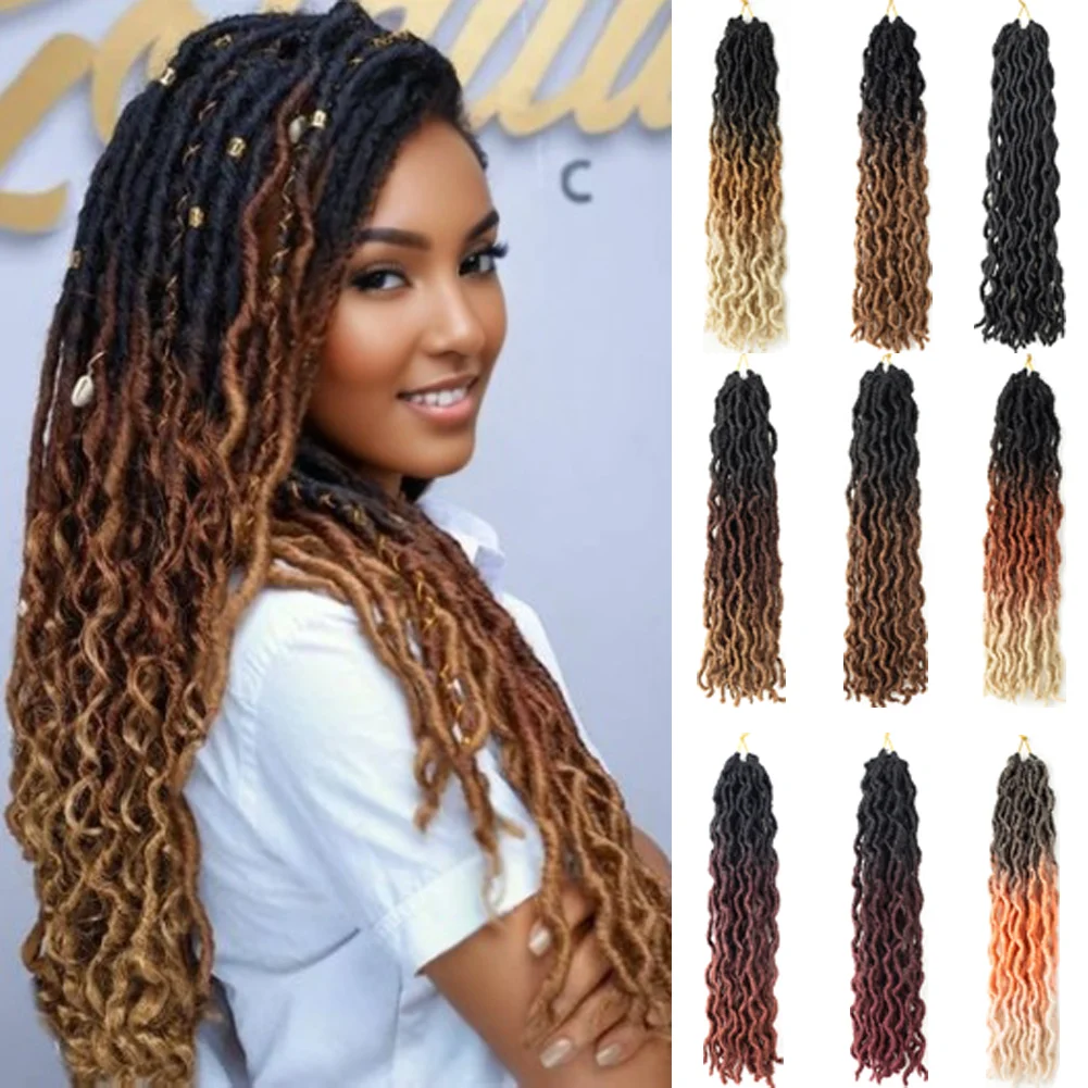 18'' Goddess Faux locs Crochet Synthetic Hair Gypsy Locs Wavy Crochet Braids Hair Extensions African Roots Braid 1