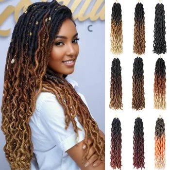 18'' Goddess Faux locs Crochet Synthetic Hair Gypsy Locs Wavy Crochet Braids Hair Extensions African Roots Braid 1