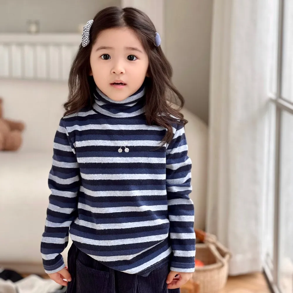 

kids tops baby boys and girls casual clothes baby Cherry pattern stripe warm Undershirt