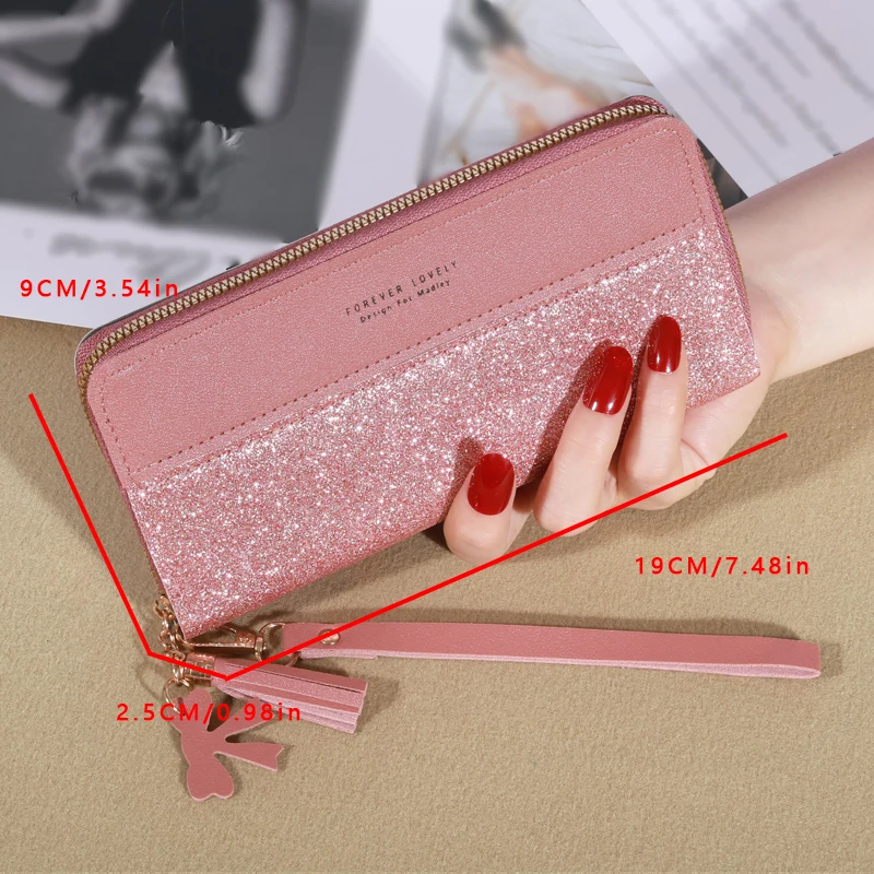 Mode Reiß verschluss Brieftasche Damen lange Brieftasche Einkaufstasche Münz karten halter PU Leder Brieftasche Brieftasche – Detail 3