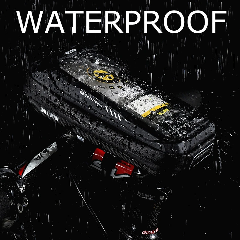 WILD MAN Hard Shell Bicycle Bag Reflective Rainproof Touch Screen Mobile Phone Case Bag Bike Top Tube Bike Accessories bicycle bag