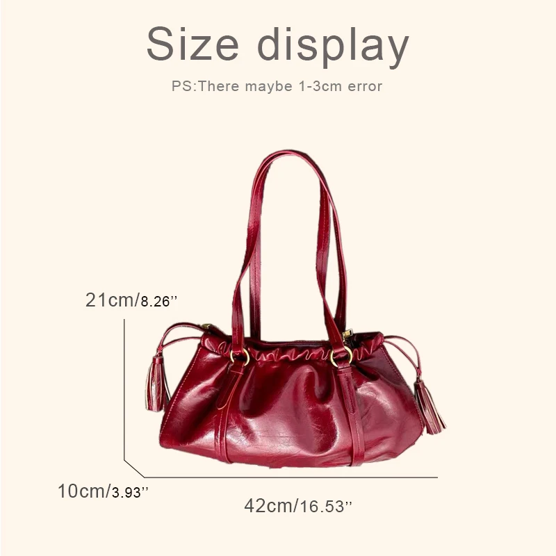 England Style Vintage Bags For Women Luxury Designer Handbags And Purses New In PU Oil Wax Leather Ruffle Underarm Shoulder