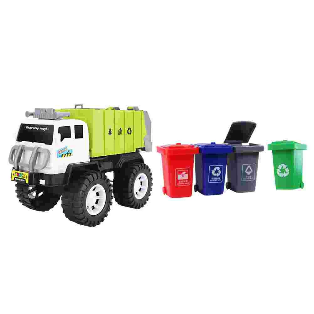 

Toy Car Truck with Trash Cans Auto Garbage Sorter Mater Toys from Cars Kid Gift Puzzle Teaching Aids Recycling