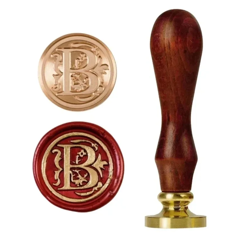 1set 26 Letter A-Z Wax Seal Stamp Wooden Handle Wax Seal Paint Copper Head For Envelope Gift Invitation Card Sticker