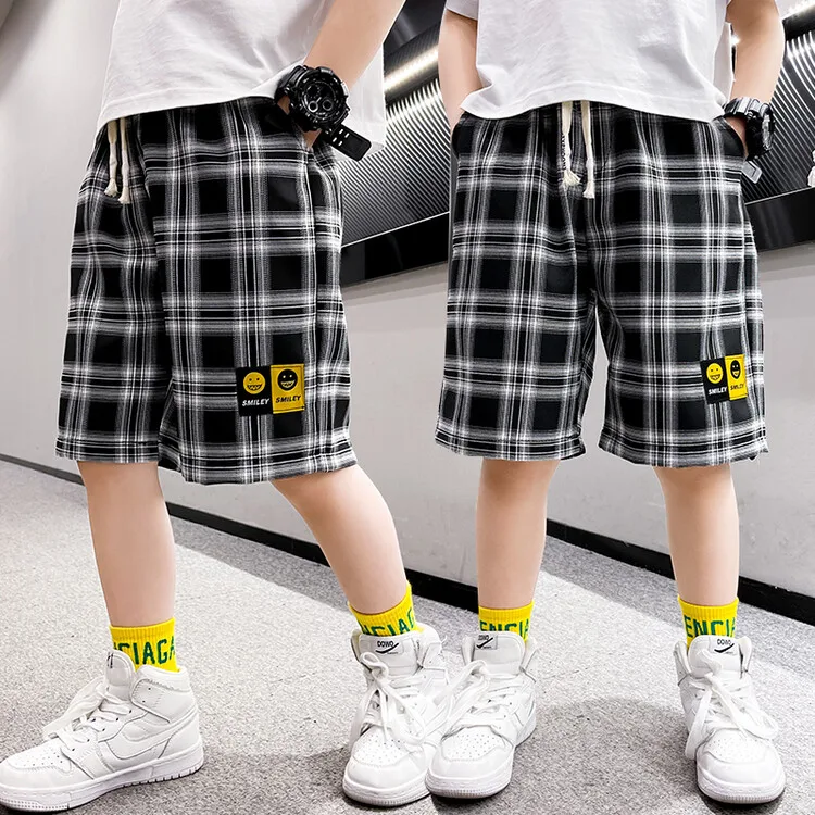 

Летние клетчатые шорты для мальчиков детские брюки средней длины