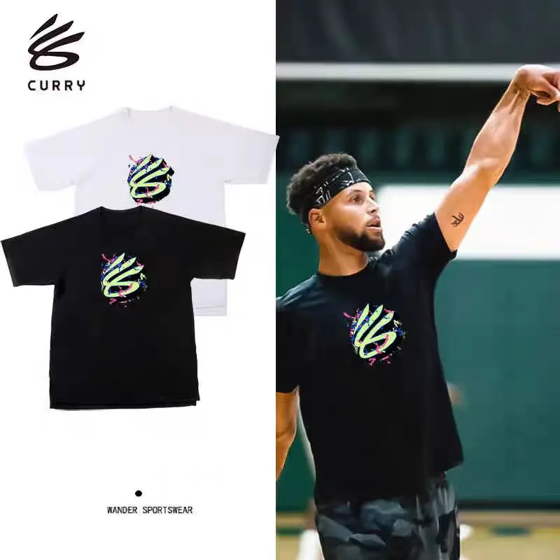 Warriors Championship Curry Clothing Printed Cotton Casual Sports Men's and Women's Short sleeved T-shirt Breathable Children's