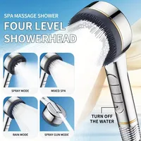 1pc Filtered Supercharged Shower Head Four-speed Adjustment With Water Seal Multi-functional Home Shower Bathroom Accessories 2