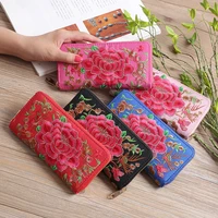 Embroidery Ladies Wallets Large Capacity Long Clutch Money Bag High Quality Oxford Cloth Phone Pocket Women Coin Purse 1