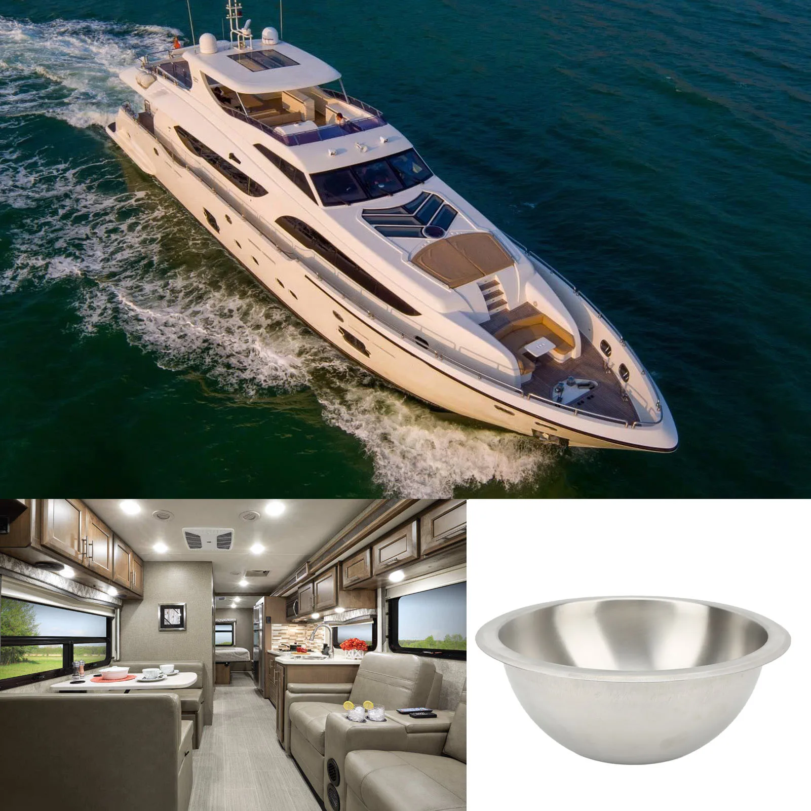 RV Sink RV Motorhome Camper Smoothing Sink 304 Stainless Steel Wiredrawing Smoothing Space Saving Round Rv Sink For Rv Yachts Boat