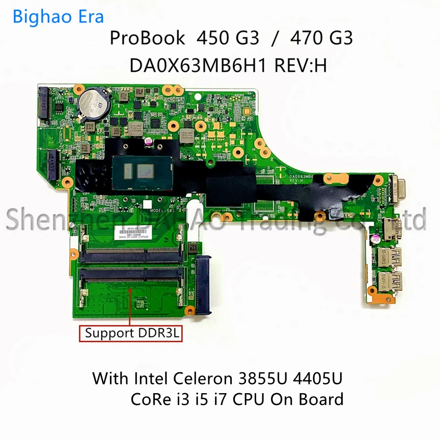 

For HP ProBook 450 G3 470 G3 Laptop Motherboard DA0X63MB6H1 With i3 i5 i7 CPU DDR3 SPS:830930-601 837802-601 830931-501 100% OK