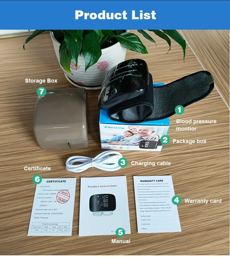 Blood Pressure Monitor Rechargeable Wrist Blood Pressure Monitor Medical English Voice Digitlal Tensiometro Health Sphygmomanometer Tonometer